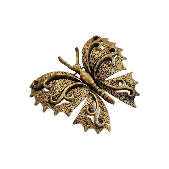Vintage Antique Bronze Butterfly Brooch, 2" wide - Picture 10 of 10